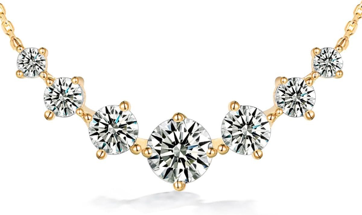 Seven stone graduated moissanite necklace in sterling silver
