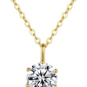 Moissanite six prong solitaire necklace pendant in sterling silver