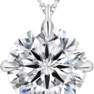Moissanite solitaire pendant necklace 1 carat in gold plated silver