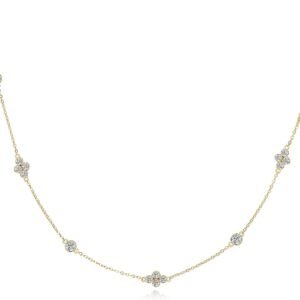 Moissanite station choker necklace in sterling silver