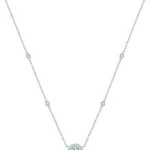 Dainty moissanite station necklace with gold plated sterling silver chain
