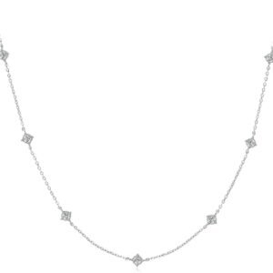 Moissanite station necklace dainty choker in sterling silver
