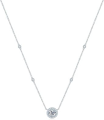 Dainty moissanite station necklace with gold plated sterling silver chain