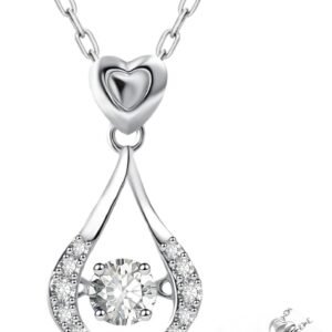 Moissanite heart teardrop necklace with dancing stone