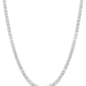 Moissanite tennis choker necklace in 14K white gold plated sterling silver