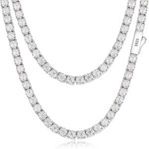 Moissanite tennis necklace chain in gold plated sterling silver
