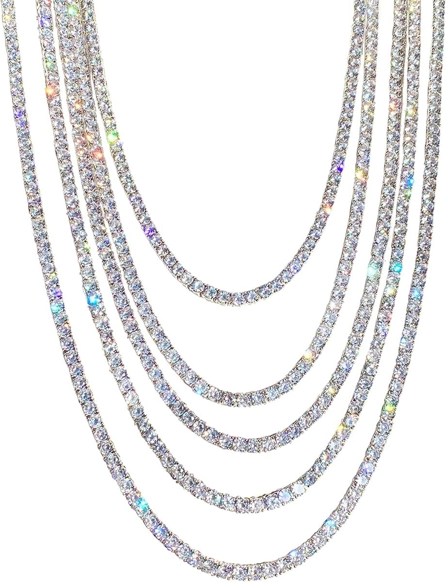 Handmade moissanite tennis necklace in sterling silver
