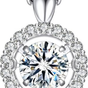 Moissanite windmill necklace with dancing centre stone in sterling silver