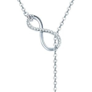 AINUOSHI twist infinity Y-necklace with moissanite lariat pendant in sterling silver