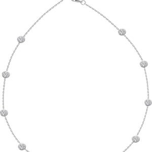 Bezel set moissanite station choker necklace in silver