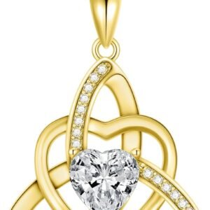 Celtic knot heart moissanite necklace in sterling silver