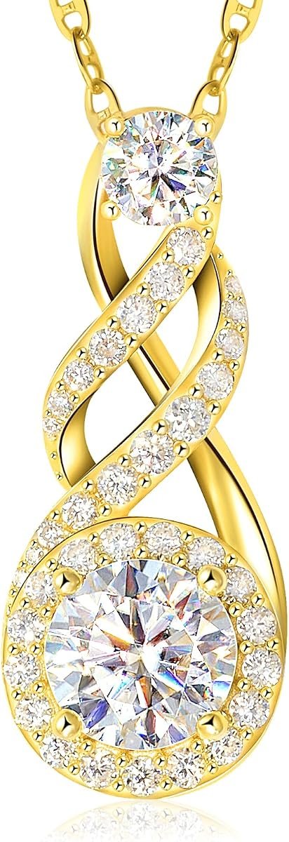 Dainty moissanite infinity necklace with 1.8 carat stone