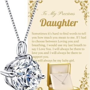 Daughter necklace from mom and dad with moissanite pendant