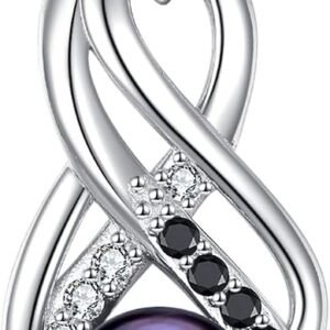 Infinity black pearl moissanite necklace in sterling silver