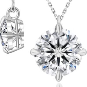 KRKC moissanite solitaire necklace in white gold plated silver