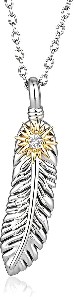 Moissanite feather necklace in sterling silver