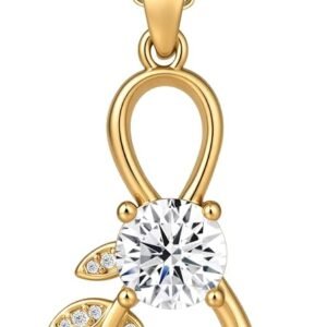 Moissanite infinity leaf vine pendant necklace in gold