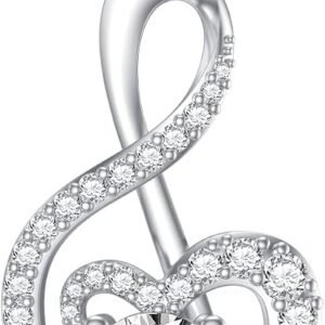 Moissanite music note necklace with treble clef pendant