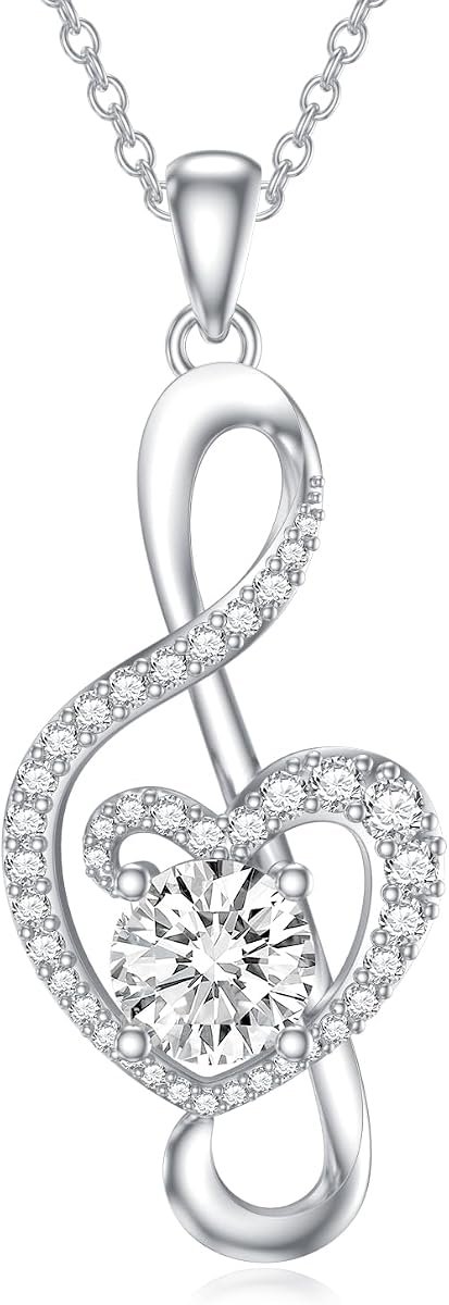 Moissanite music note necklace with treble clef pendant