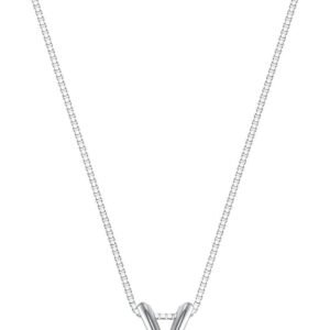 Moissanite solitaire necklace for men in white gold plated silver