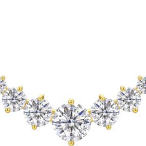 Moissanite smile necklace with seven stones in gold plated silver