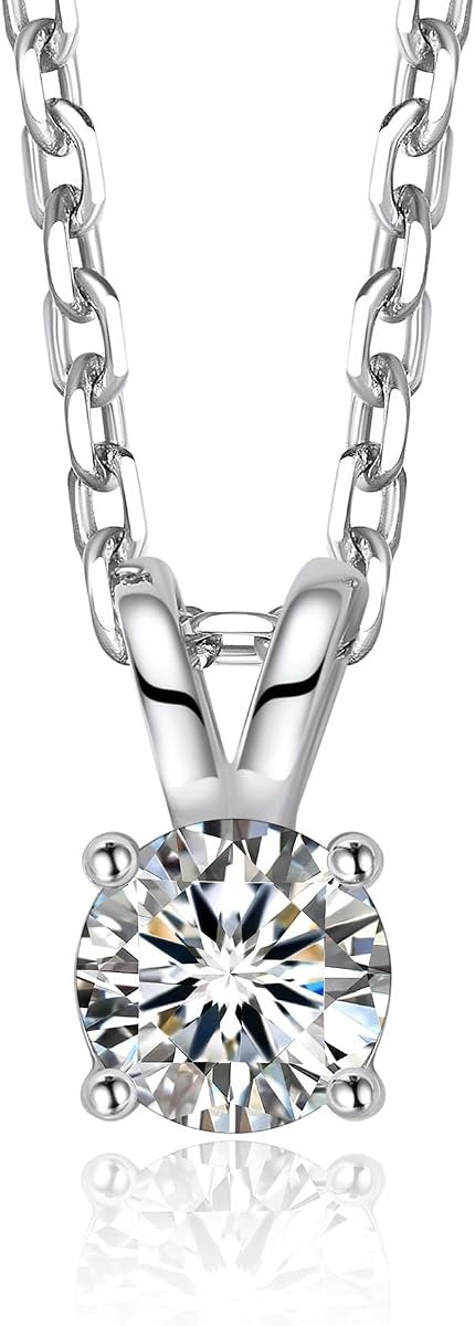 MomentWish moissanite solitaire pendant necklace in sterling silver