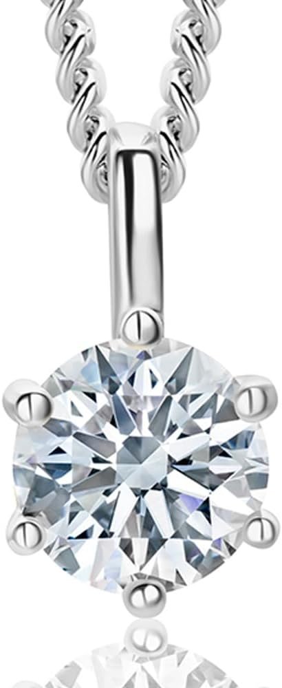 Orovi moissanite pendant necklace with 6-prong setting