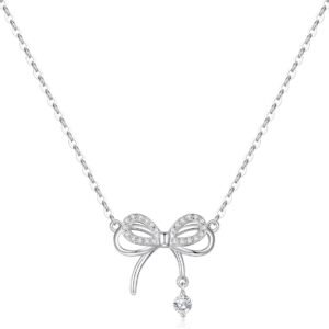 Oval moissanite pendant necklace in white gold plated silver