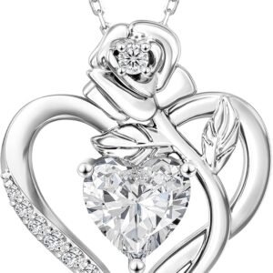 Rose gold moissanite heart necklace by KRKC