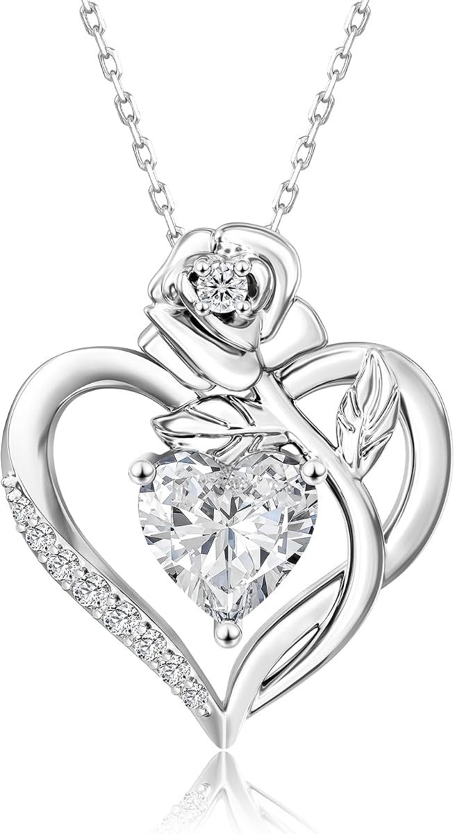 Rose gold moissanite heart necklace by KRKC