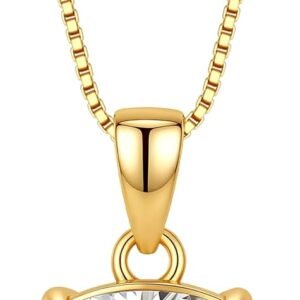 Stackable moissanite necklace pendant in gold plated chain