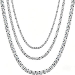 Stainless steel moissanite tennis chain necklace unisex