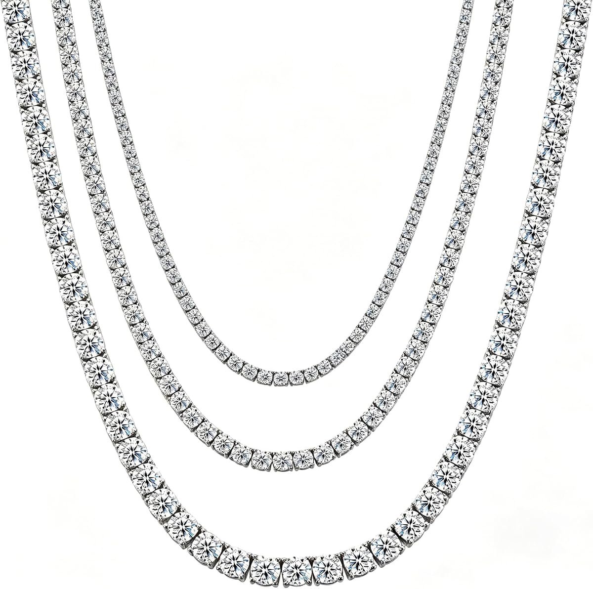 Stainless steel moissanite tennis chain necklace unisex