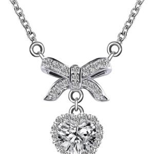 Sterling silver heart choker necklace with moissanite stone