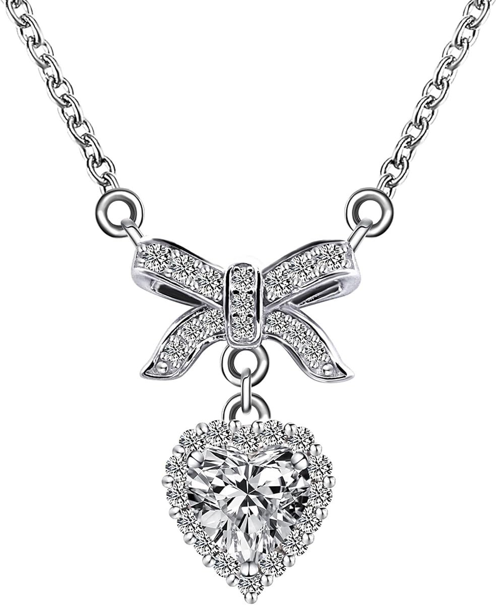 Sterling silver heart choker necklace with moissanite stone